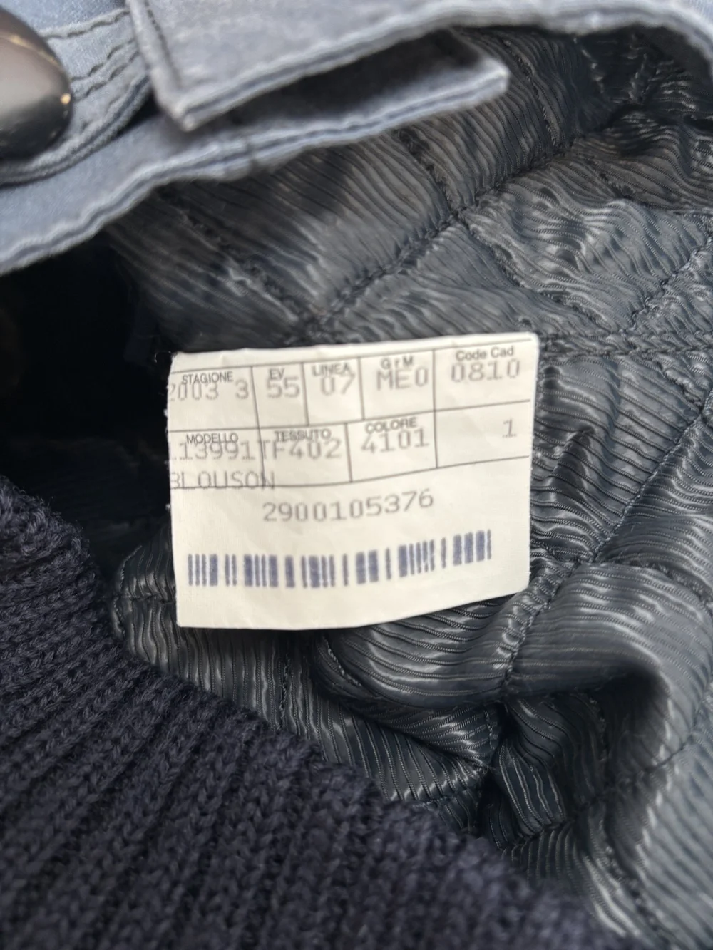 BALENCIAGAブルーグレー リブ付きカジュアルジャケット　ヴィンテージ Balenciaga F/W 2003 navy ribbed collar jacket — JAMES VELORIA